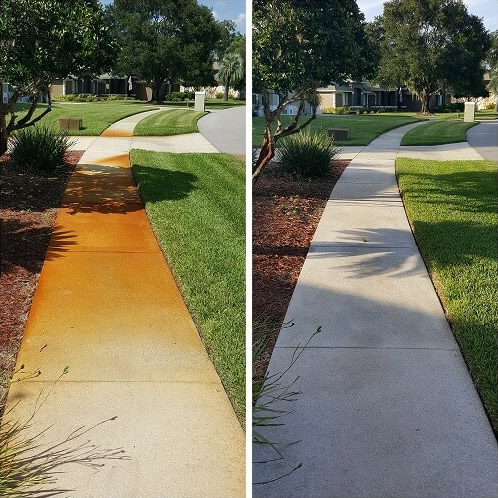 Before & after walkway rust removal