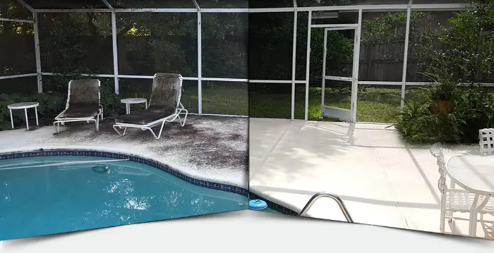 Before & after pool deck cleaning