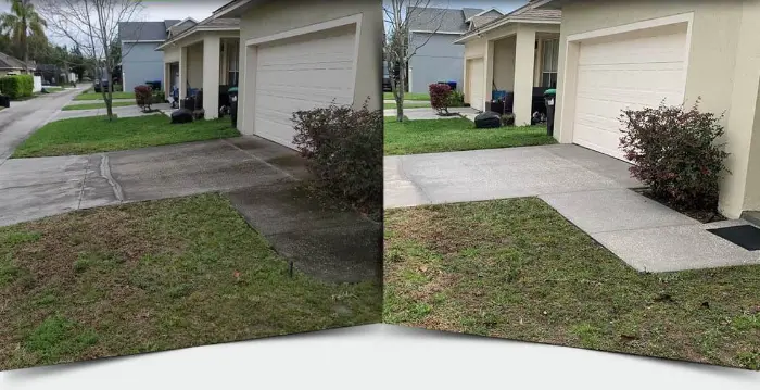 Before & after driveway cleaning